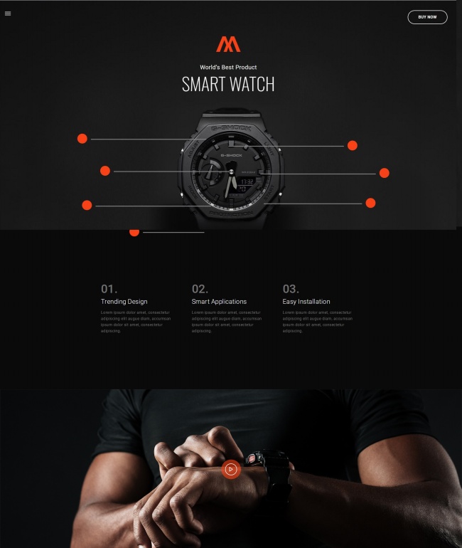 时尚腕表产品介绍HTML5网站模板 - 黑色奢侈品腕表产品宣传介绍模板下载