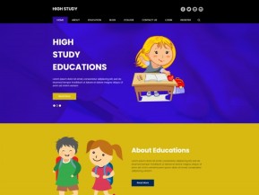 可爱卡通风格儿童教育网站模板