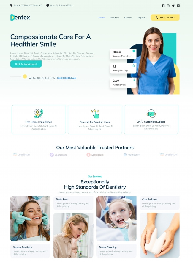 牙齿保健医疗机构网站模板