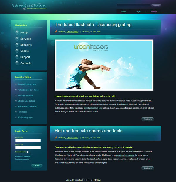 宇宙教程CSS网页模板