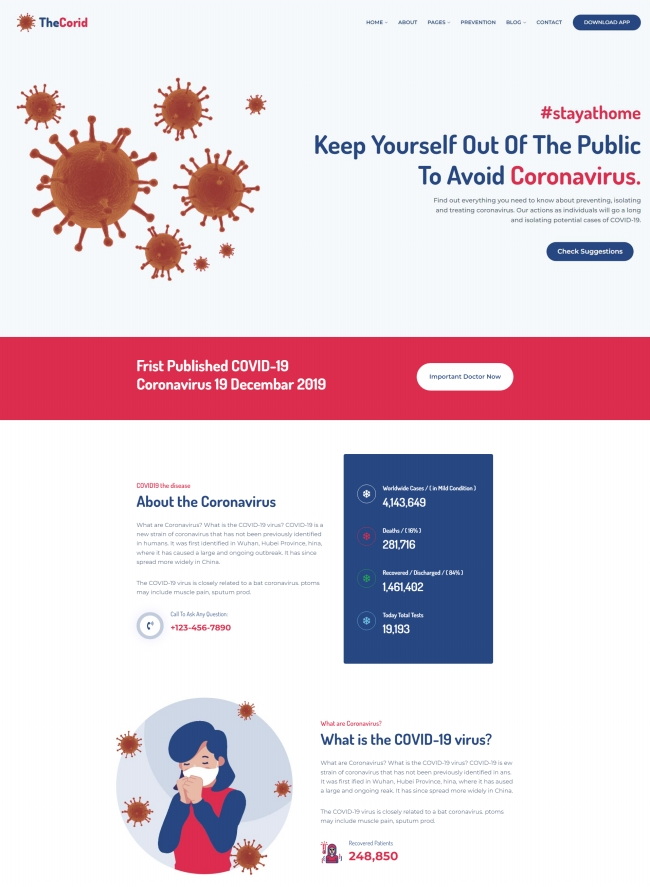 新冠病毒知识宣传网站模板