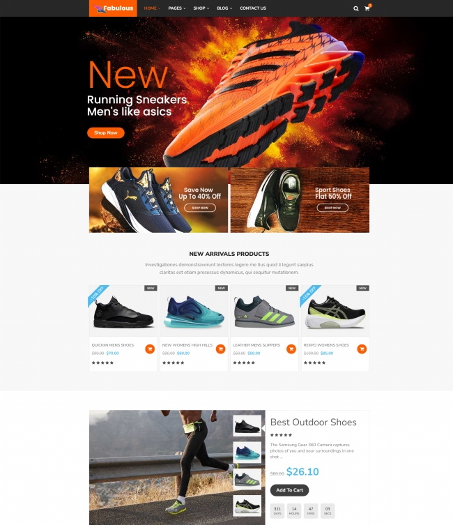 运动跑鞋在线商城网站模板