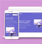 紫色手绘数字营销代理机构网站模板