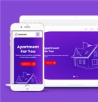 紫色创意图形公寓房地产销售网站静态模板