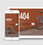 复古黄色主题404页面蓝色自行车宽屏大气HTML5响应式模板