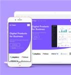 紫色卡通设计商业数字产品公司网站模板