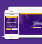 高端紫色响应式健身会所网站模板