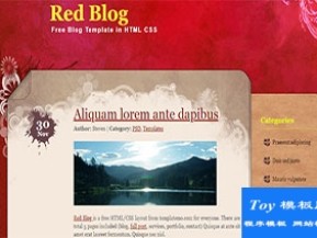 red blog红色博客主题多页多级注释双列布局网站模板