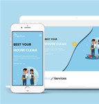 蓝色个性家政保洁公司HTML网站模板