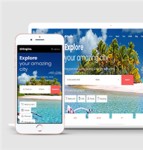 旅行度假海景绿树清爽HTML5响应式网站模板