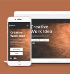 棕色模板创意设计工作室自举类别网站模板