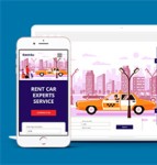 粉色一站式商务租车平台HTML5网站模板