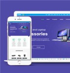 紫色电脑办公产品网站多页面HTML5模板