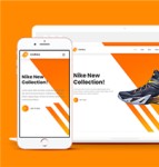 橙色条纹个性鞋店商城响应式购物网站模板