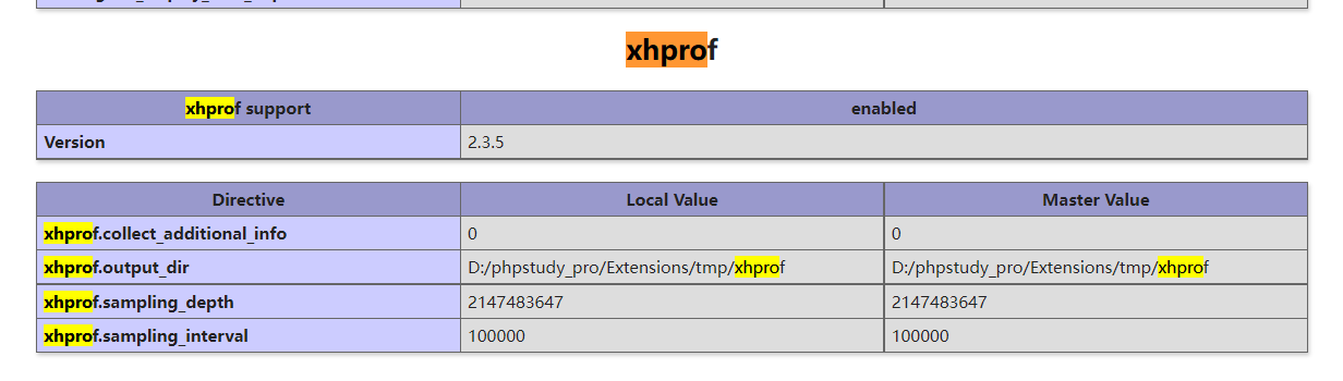 配置Xhprof扩展生效效果图